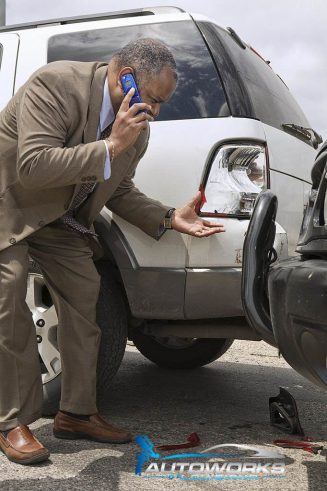 Damaged car after collision