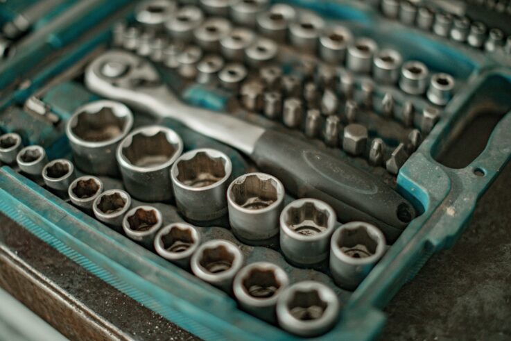 Assorted screws in a toolbox