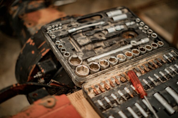 Toolbox with assorted screws and tools